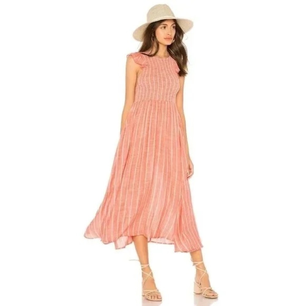 NWT Free People Chambray Butterflies Midi Dress Women's XS